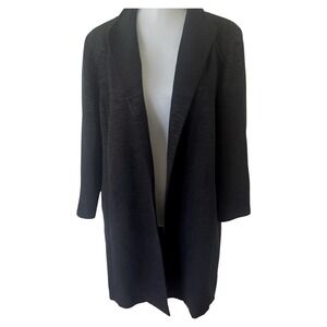 Eileen Fisher Ottoman Jacket Open Textured Silk Lined Womens XL Black
